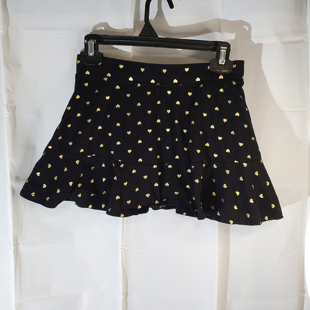 Childrens Place Black & Gold Metallic Heart Skort (Skirt+Shorts) XXL/16